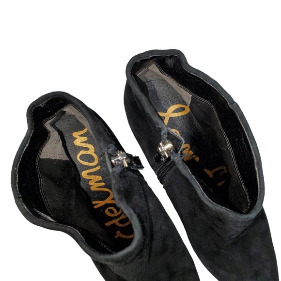 Sam Edelman Lucy Booties Suede Leather Moc-Croc Cone Heel Point-Toe - Picture 8 of 9